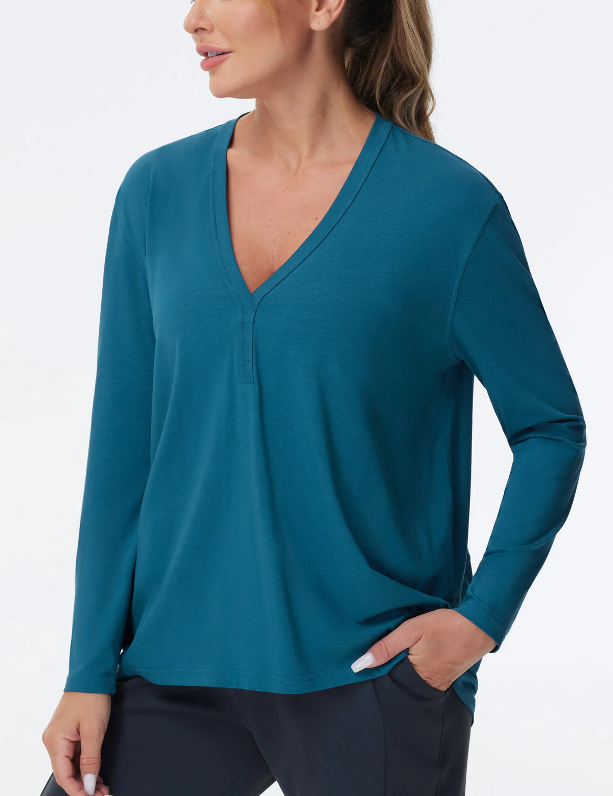 THE GYM PEOPLE Women's Long Sleeve Workout Shirts/Loose Fit V-Neck Running T-Shirts Tops