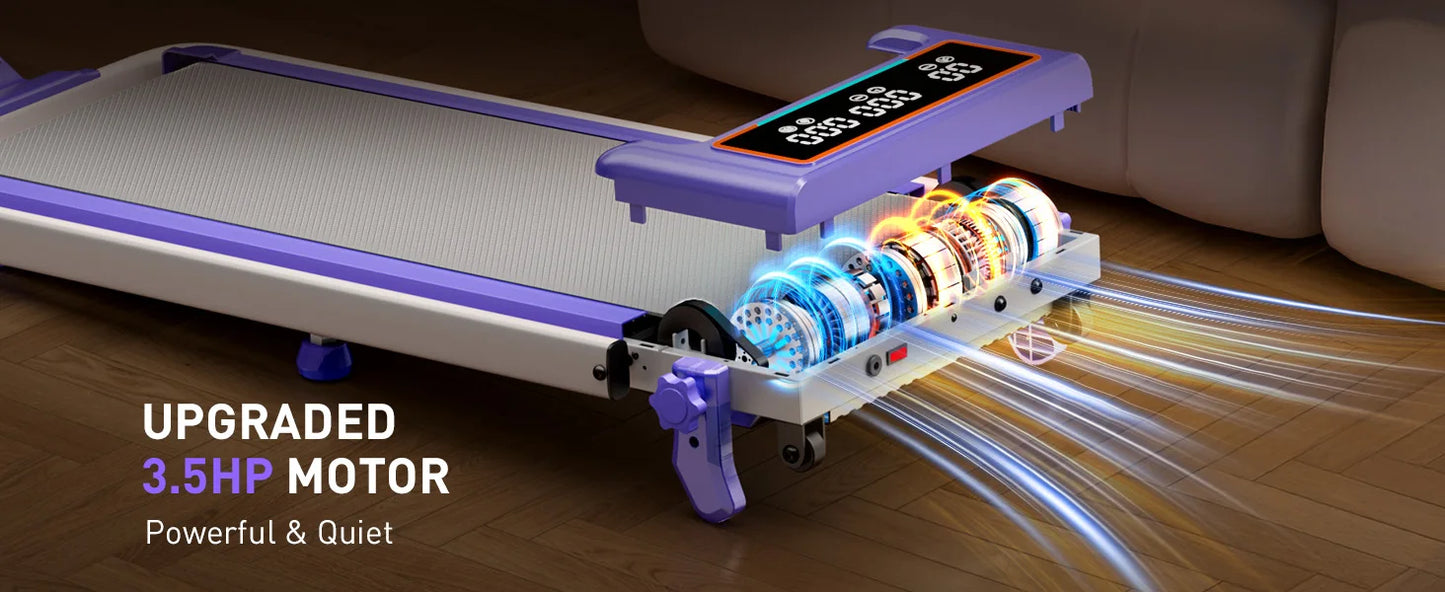 Folding Walking Pad with 15% Incline/RGB Light/Dual Screen Display/3.5HP Treadmills for Home,350lbs Capacity Smart App
