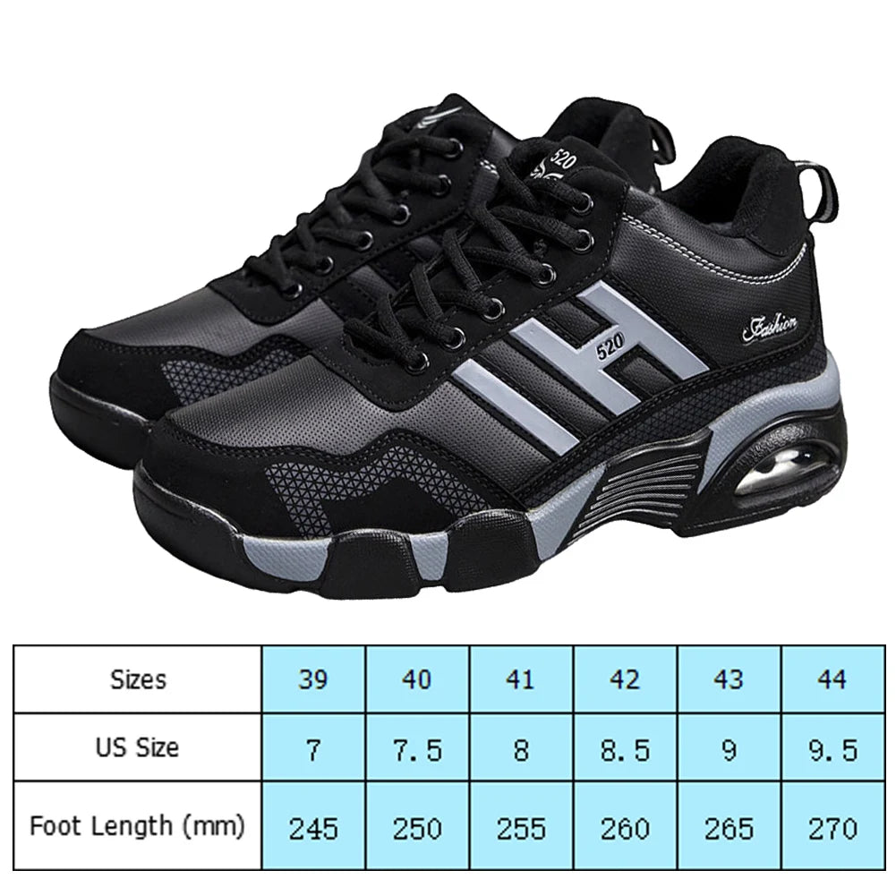 Mens Lace Up Shoes Non-Slip PU Leather Casual Sneakers/Comfortable Walking Sneakers