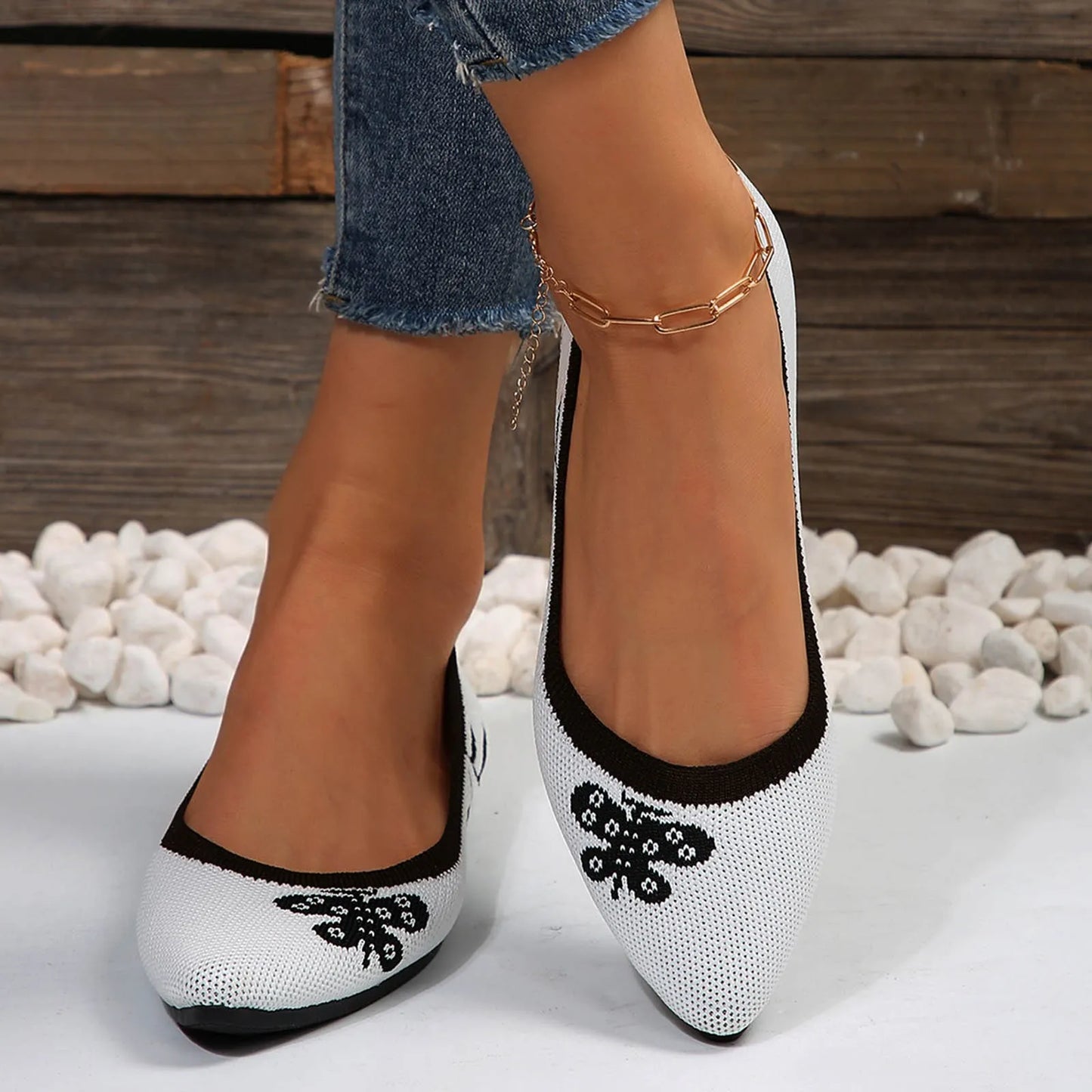 Women's Flat Non Slip Casual Shoes Fashion/Point Toe Mesh Cloth Breathable Women Shoes