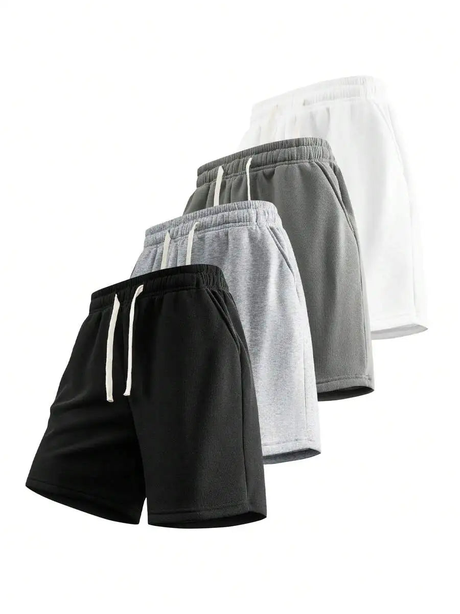 Men's Casual Solid Sweat Shorts Drawstring Waist With Pockets/Simple And Versatile Summer Bottoms Suitable For Everyday