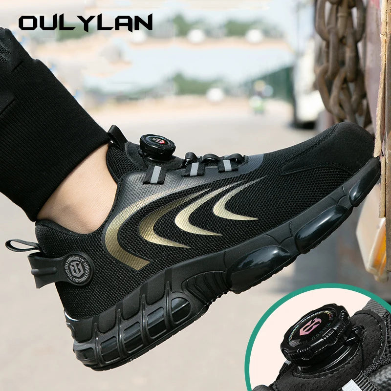 OULYLAN Safety Work Sneakers Men Protective Shoes/Puncture-Proof Anti-smash Steel Toe Shoes Men's Work Boots