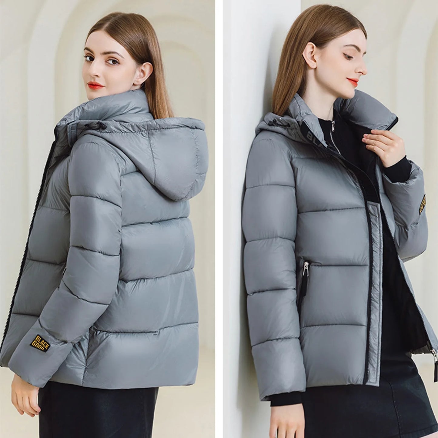 Winter Women Warm Cotton Down Coats Jacket Fashion/Lightweight Puffer Coats Female Korean Slim Fit Hooded Jackets Parkas