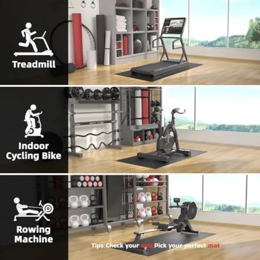 Treadmill Mat, 7'x3', 6mm Thick Exercise Equipment Gym Mat/for Hardwood Floor Carpet Compatible with Peloton Bike
