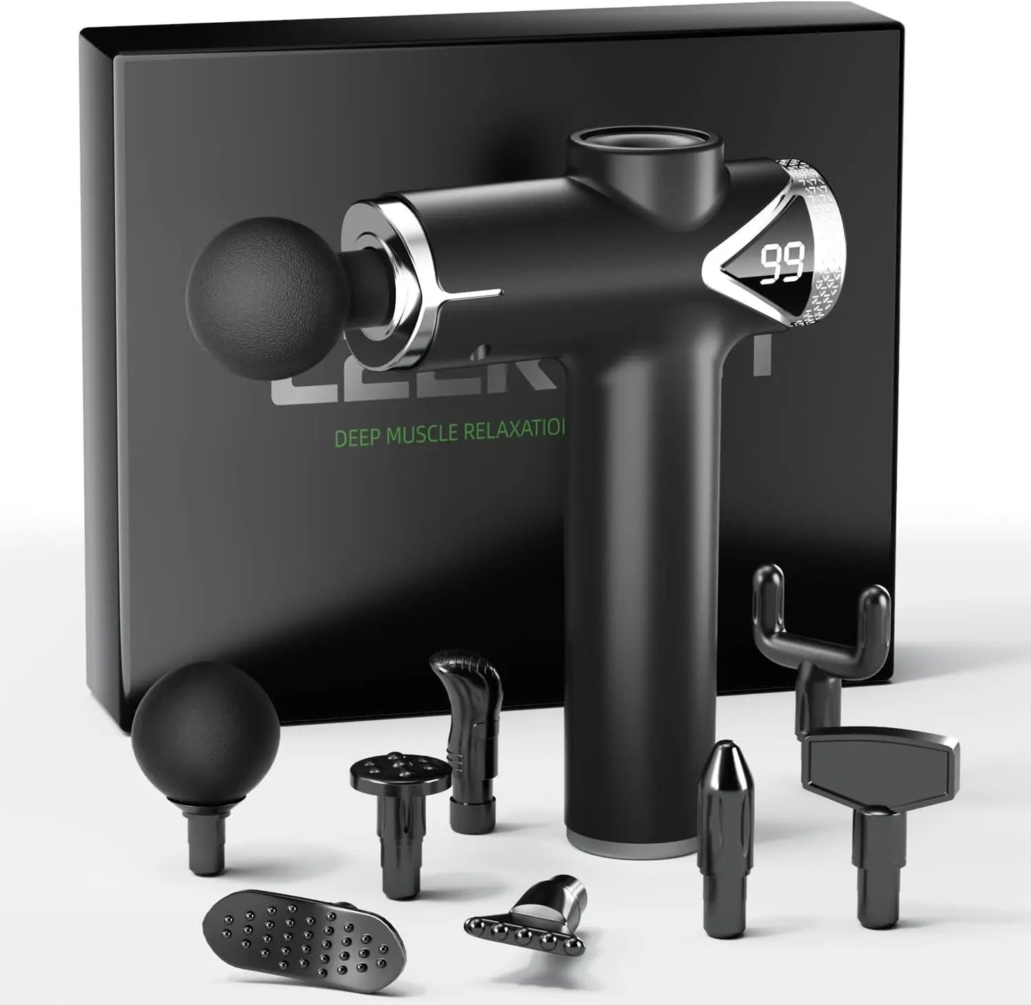 Percussion Massage Gun for Deep Tissue Muscle Relief/6 Speeds 8 Attachments Portable Handheld Massager
