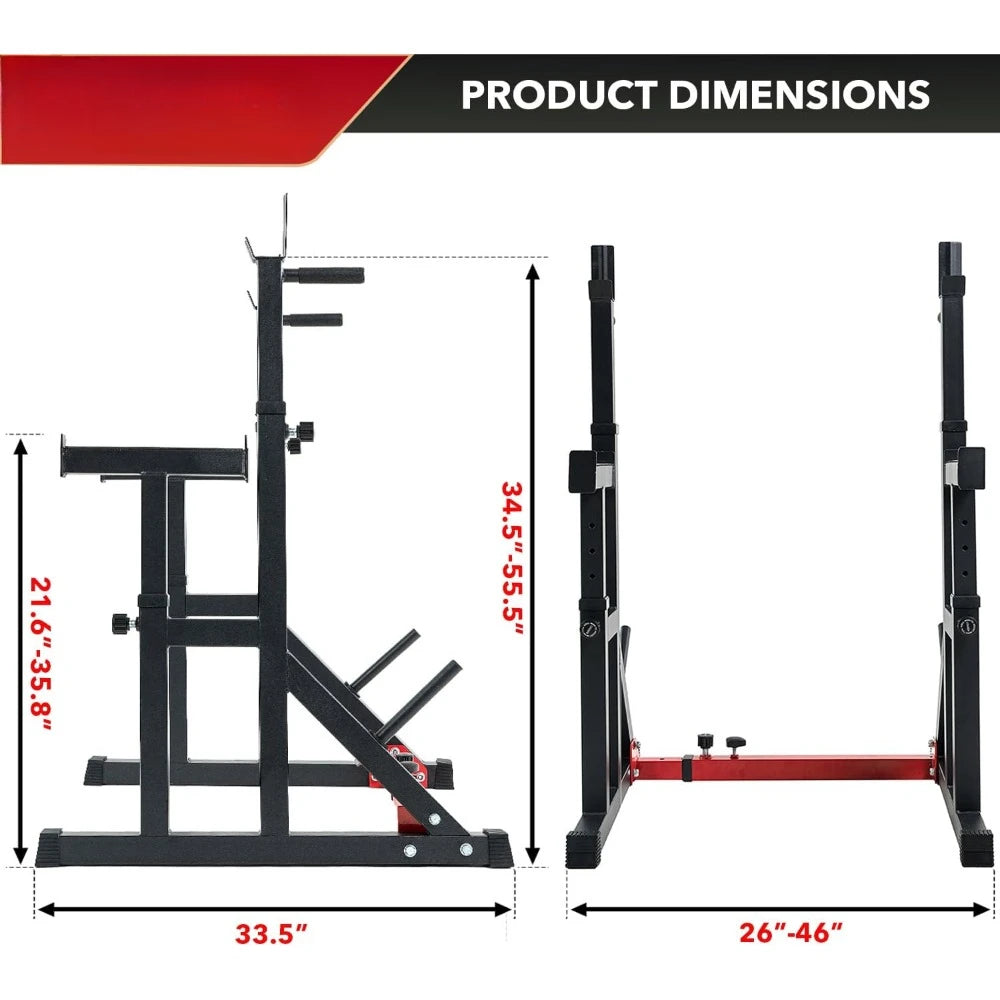 Multi-Function Barbell Rack 550LBS Capacity/Dip Stand Home Gym Fitness Adjustable Squat Rack