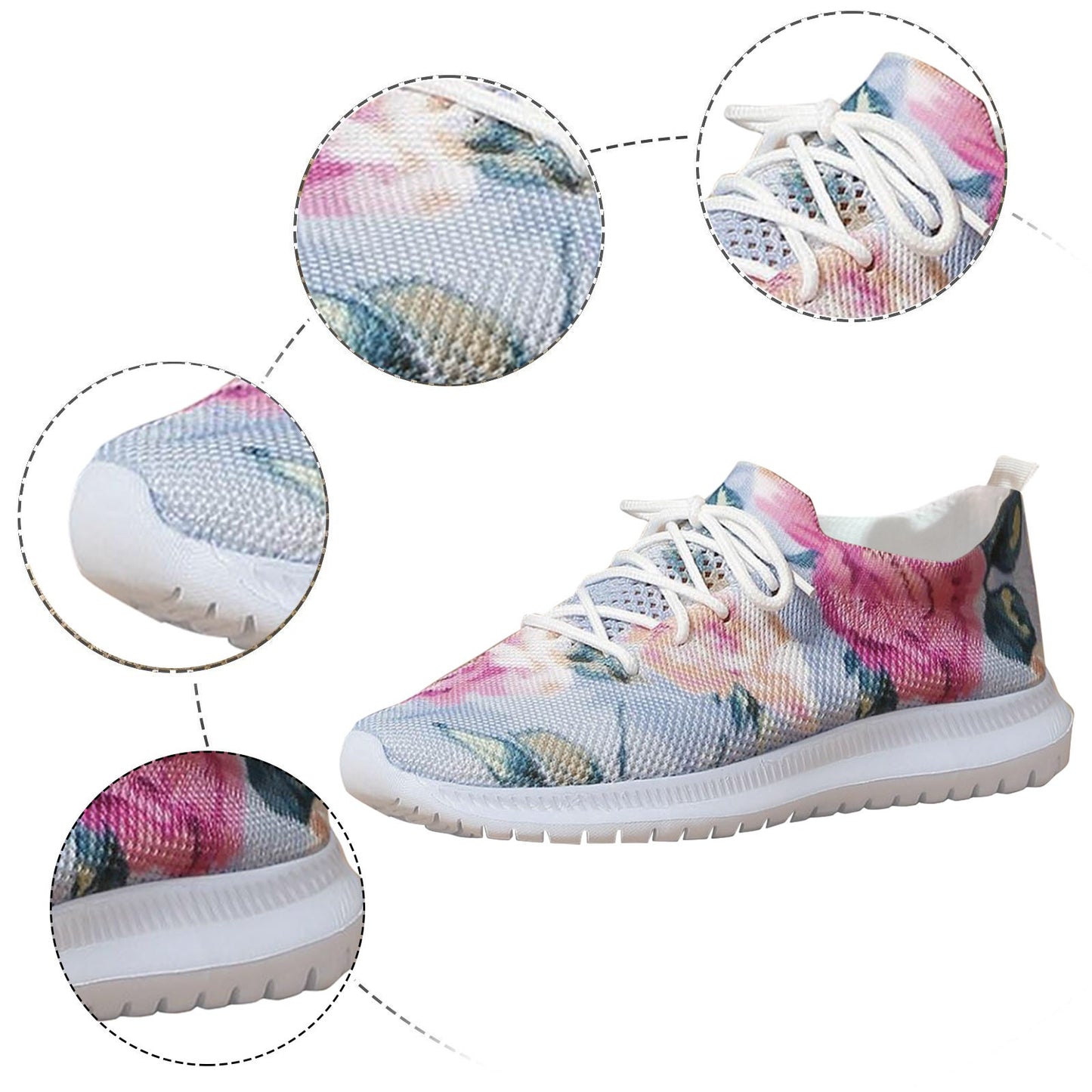 Women's Fashion Non Slip Sneakers Women Floral Print Slip On/Casual Shoes Breathable Large Size Walking Flat Sneaker