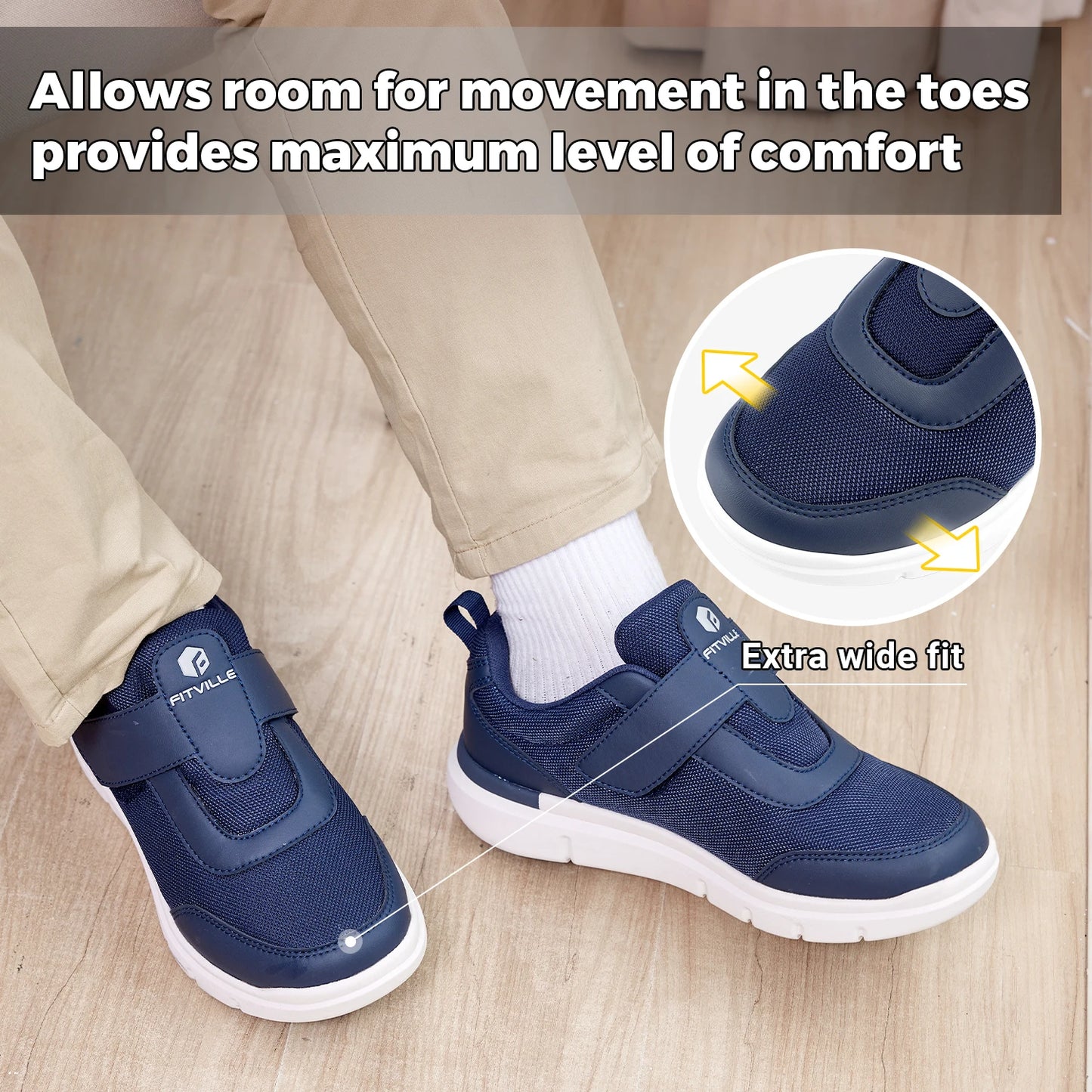 Fittington Diabetic Shoes For Man Extra Wide Width Swollen Feet/Shoes For Diabetics Pain Relief Non-slip Man Shoes