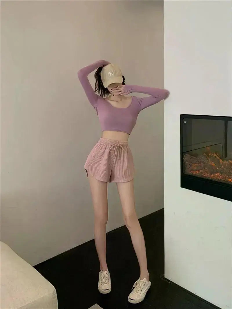 Women Gym Fitness Running Shorts Women's Summer Thin Style Loose/Casual Large Size Wide Leg High Waist A-word Sports Hot Pants