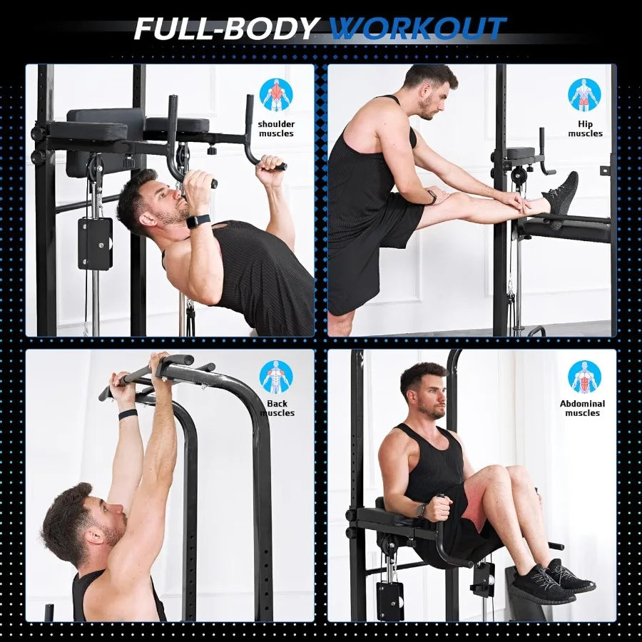 Power Tower Dip Station Pull Up Bar Exercise Tower Free Standing Pull Up Bars/For Home Gym Strength Training Workout Equipment