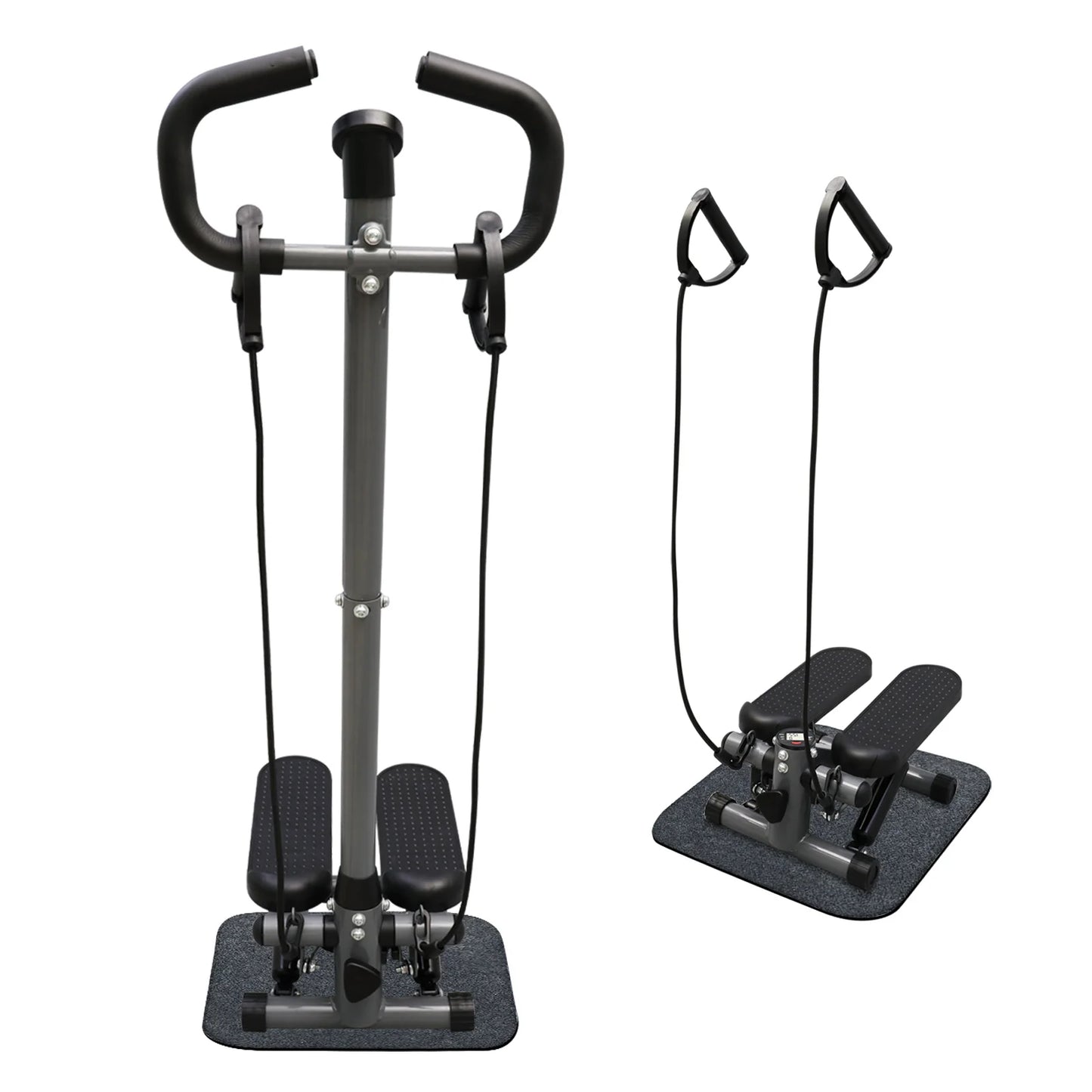 Exercise Stepper Machine Fitness Twist Stepper Stair Step with Handlebar/LCD Monitor Resistance Bands Cardio Workout Home Gym