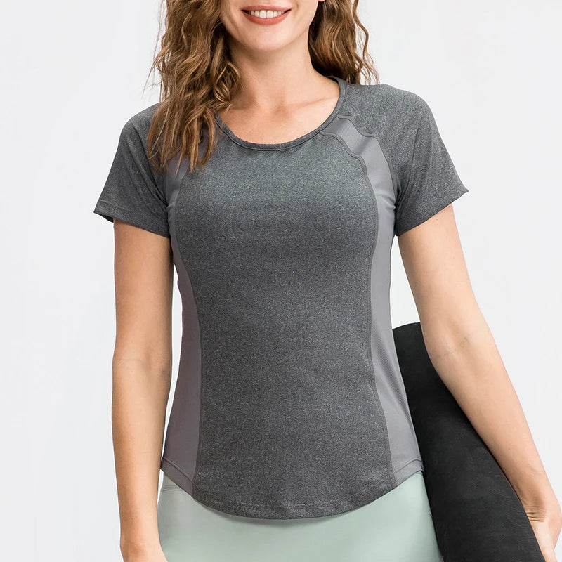 Women Yoga Tops Breathable Sport Fitness Workout/Running Yoga Top Quick Dry Short Sleeve Gym T Shirt