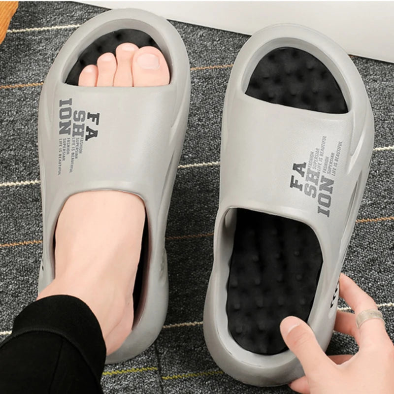 Oulylan Men Massage Slippers Sides Indoor Outdoor Sandals/Casual Shoes Soft Sole Slides Men Flip-flops Men's Sandals