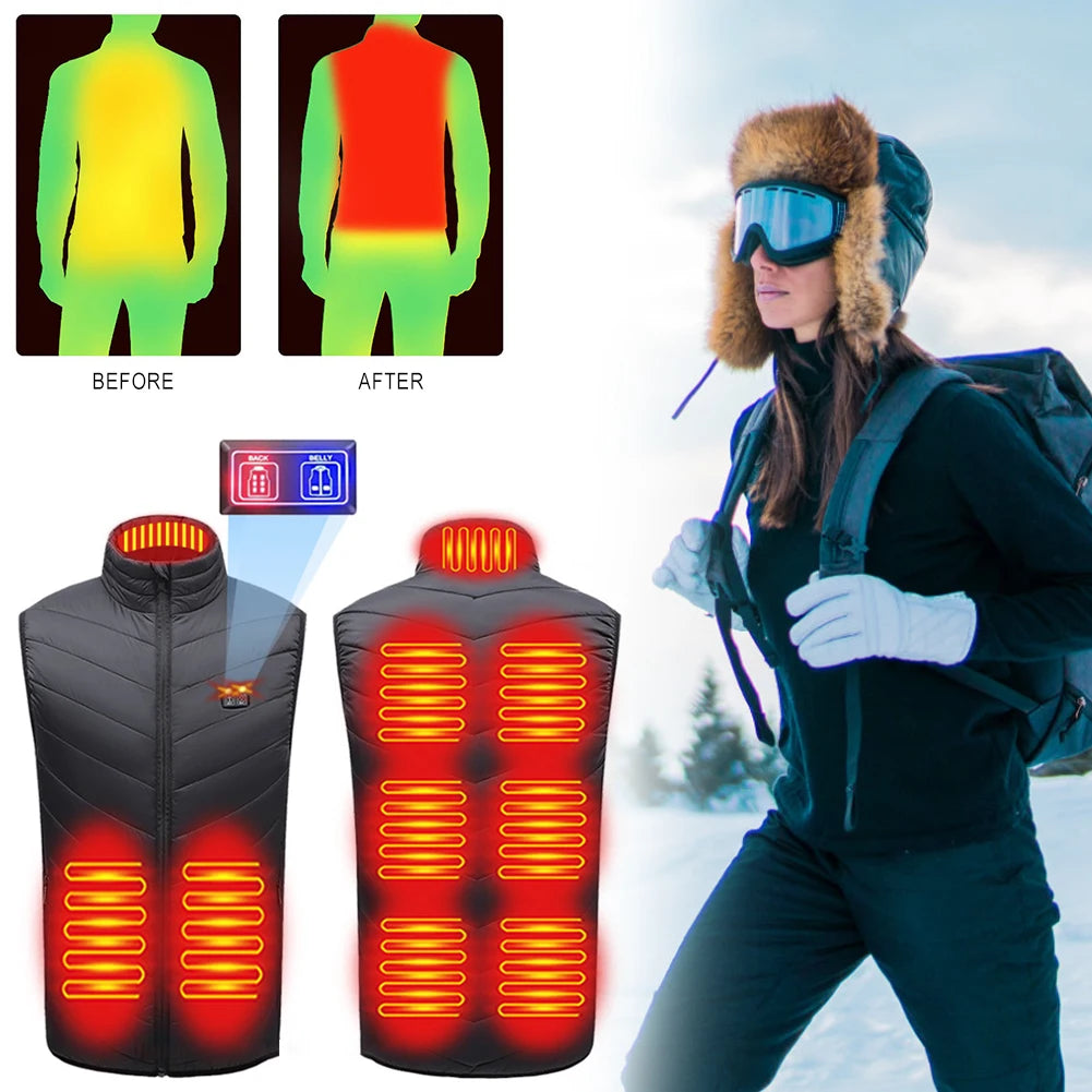 Male Winter Heated Vest Jacket Warm/USB Heating Jackets Smart Thermostat Hooded