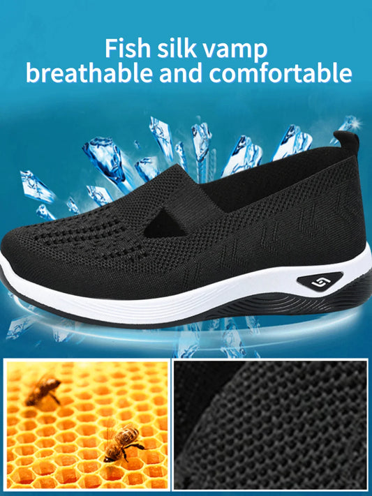 Women's shoes Solid Color Breathable Sneakers casual sneaker/women's summer sneakers Low-top Knitted Casual Shoes