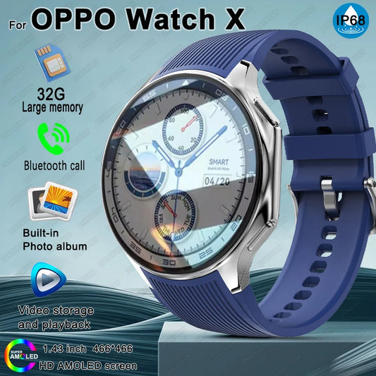 2025 New For OPPO Watch X High-End Business Watch/32G Memory Video Playback Smart Watch Sports Fitness Waterproof