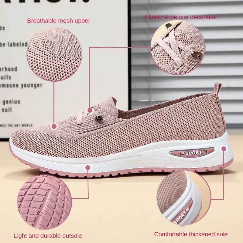 Women's Casual Shoes Fashion Breathable Walking Flat Bottom/Sports Shoes Women's Fitness Large Pink Women's Shoes