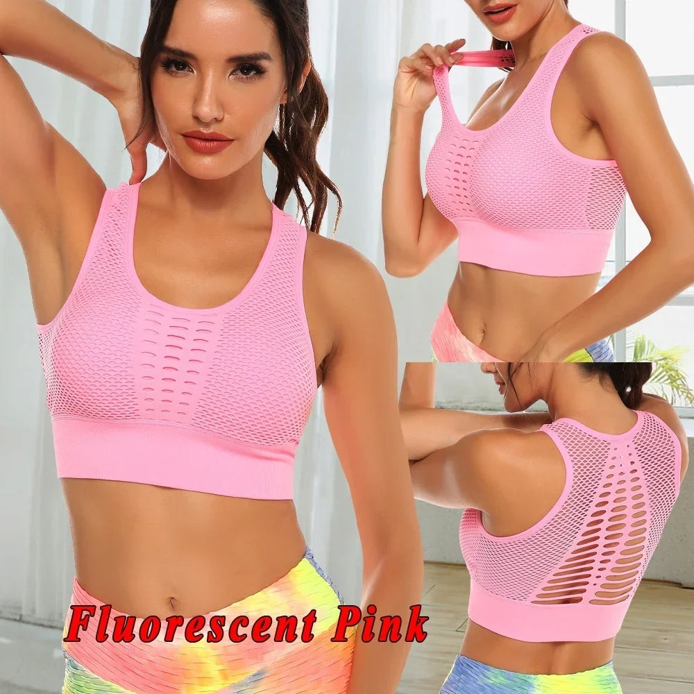 Hot Fitness Women's T-shirts Workout Sports Bra Yoga Vest Backless/Solid Quick Dry Running Gym Sport bra Yoga Shirts Tank Top