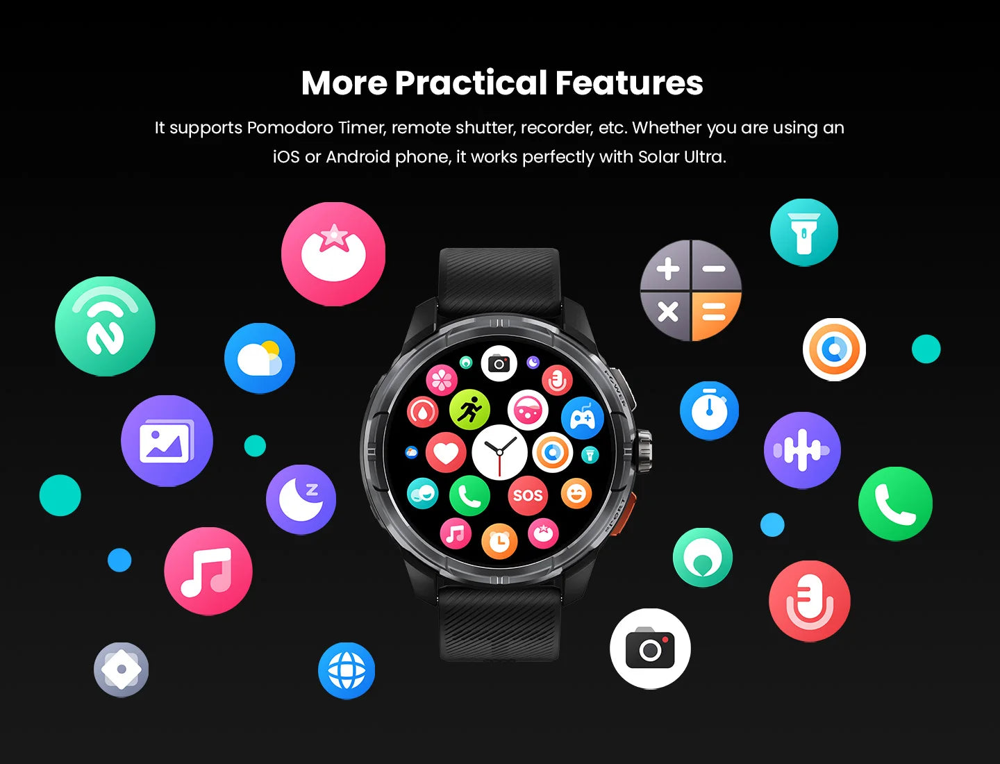 HAYLOU Solar Ultra GPS Smart Watch 1.6” AMOLED Display 60Hz Refresh Rate/Bluetooth Calls 5ATM Water Resistance Sports Smartwatch