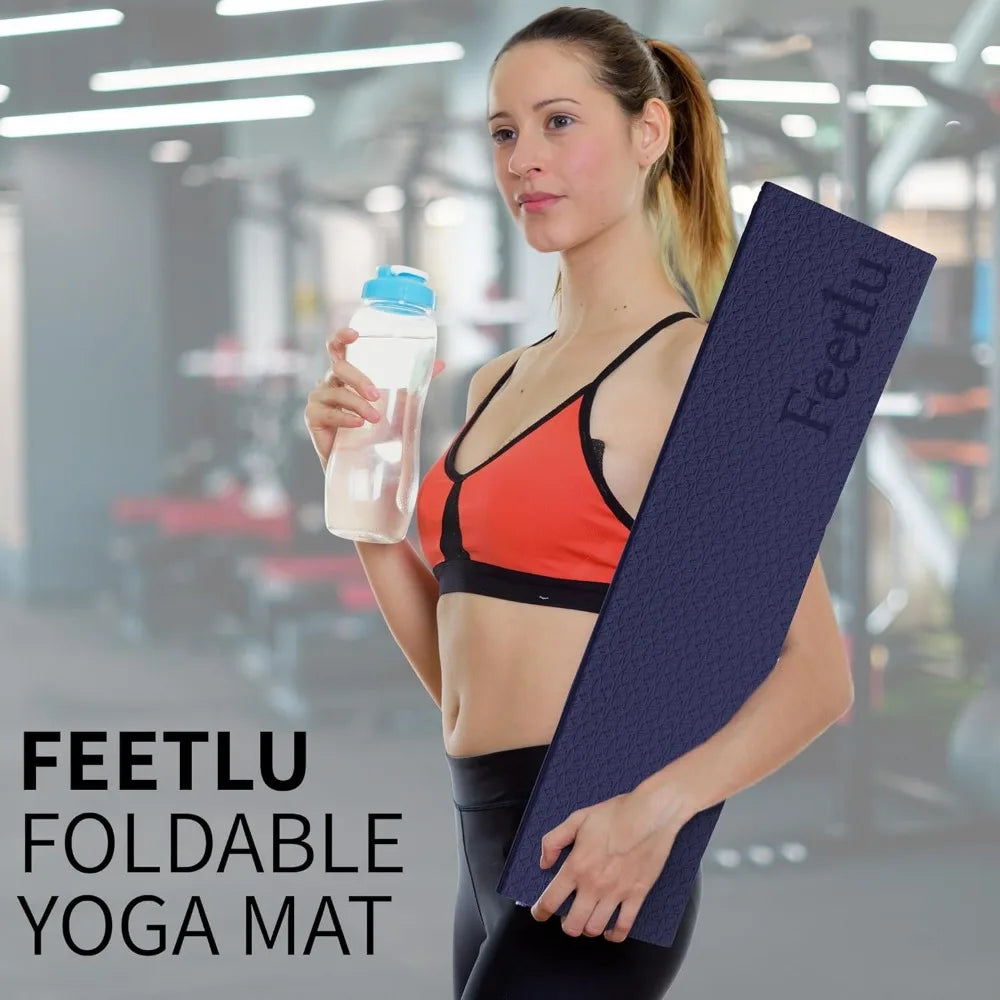 Foldable Yoga Mat - 6mm & 8mm Thick Lightweight/and Easy to Store Anti-Slip Folding