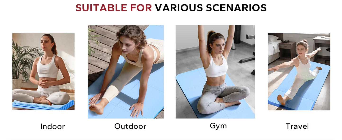 HAPBEAR Foldable Yoga Mat - 72"x24"x0.24" (6mm), Non-Slip/TPE Exercise Mat for Home Workout Yoga Pilates Stretching