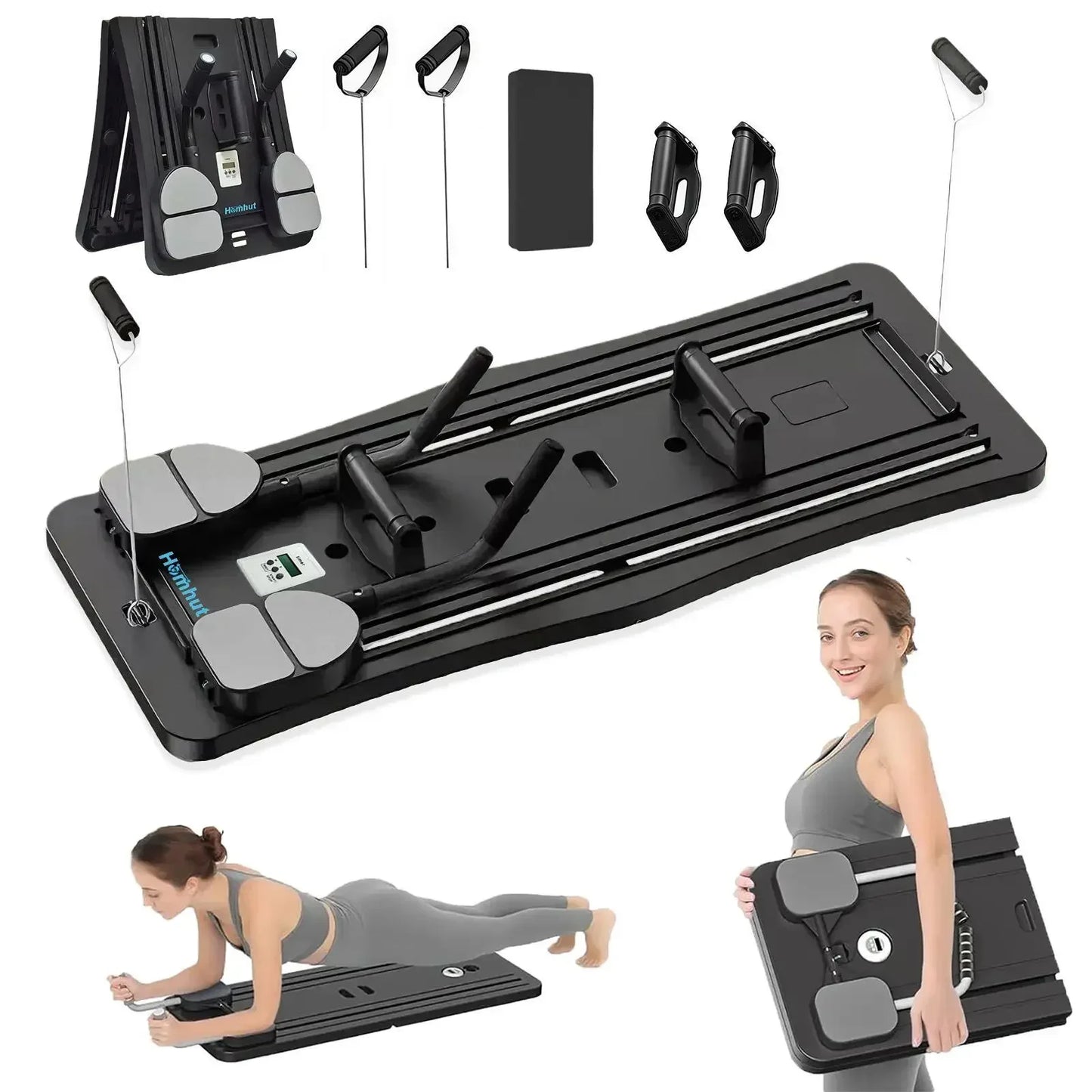 Multi-Functional Ab Workout Board Foldable Core Trainer Equipment/with Resistance Bands Push-Up Bars Abdominal Trainer