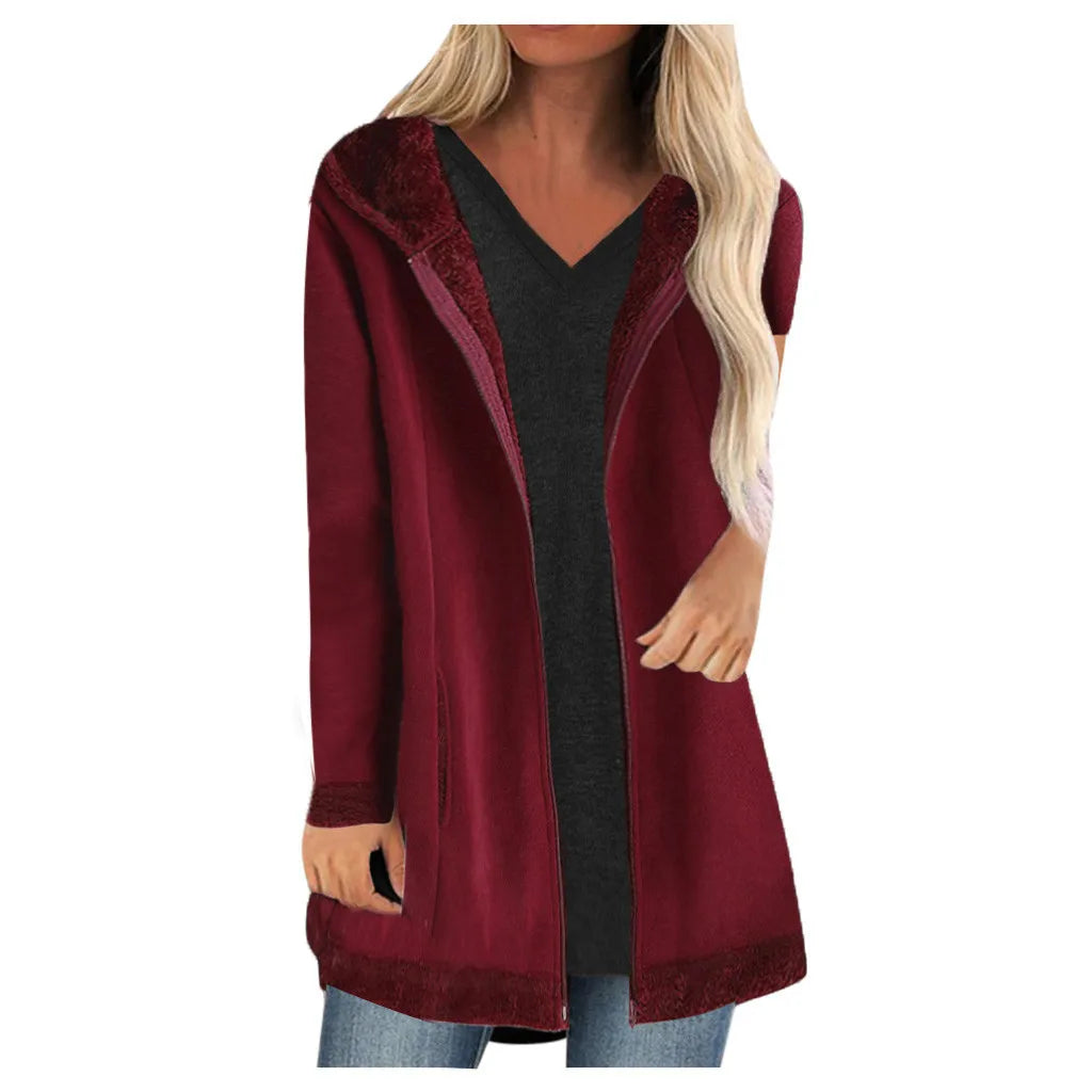 Women Plush Fleece Jackets Coat Fashion Autumn Winter/Women's Overcoat Zipper Outwear Jacket Female Casual