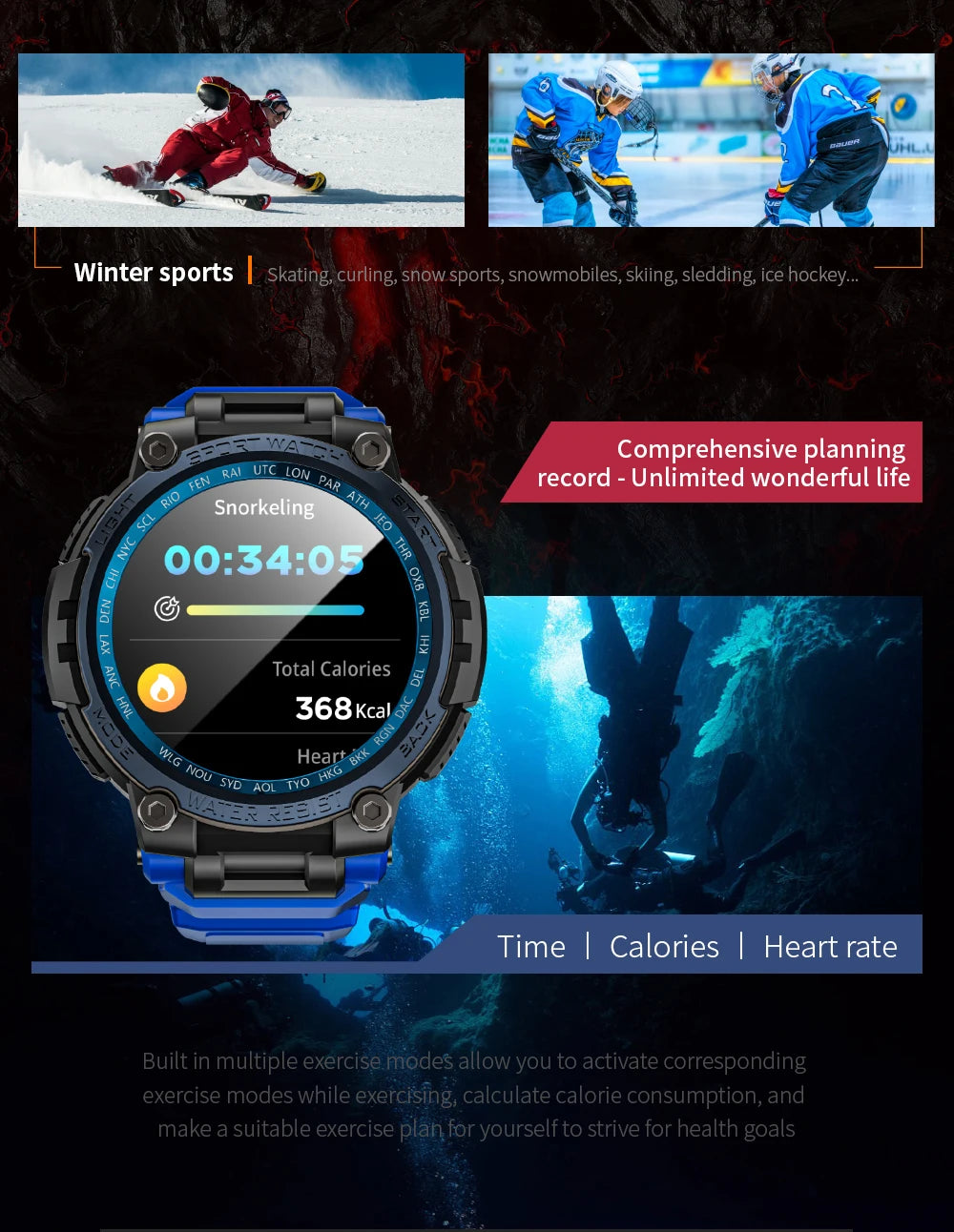 LOKMAT New ATTACK MAX Sport Rugged Smart Watch BT Calls Waterproof/Military Smartwatches Heart Rate Monitor Fitness Tracker