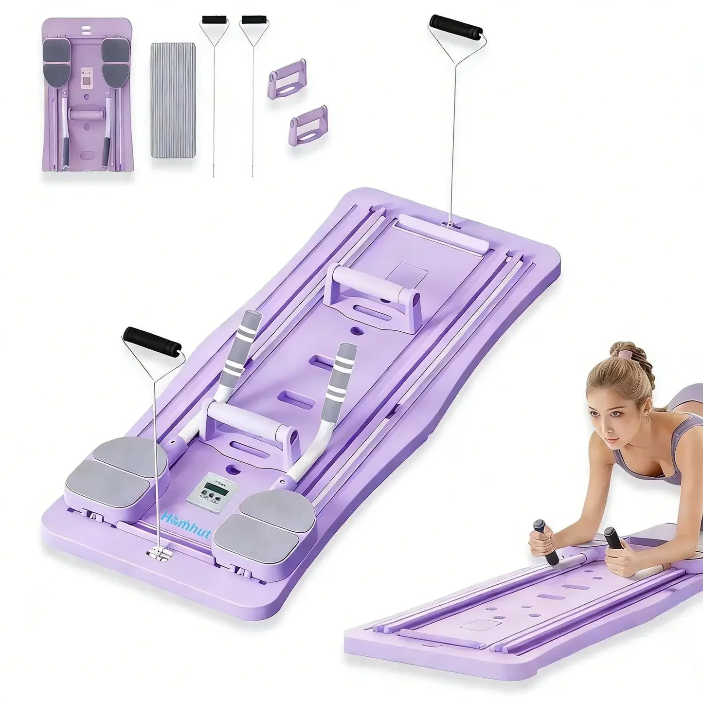 Multi-Functional Ab Workout Board Foldable Core Trainer Equipment/with Resistance Bands Push-Up Bars Abdominal Trainer