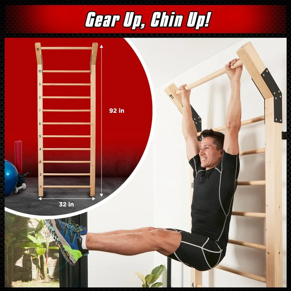 Therapy & Gymnastics Ladder w/ 11 Strategic Rods/Ideal for Back Pain Scoliosis Exercise Equipment