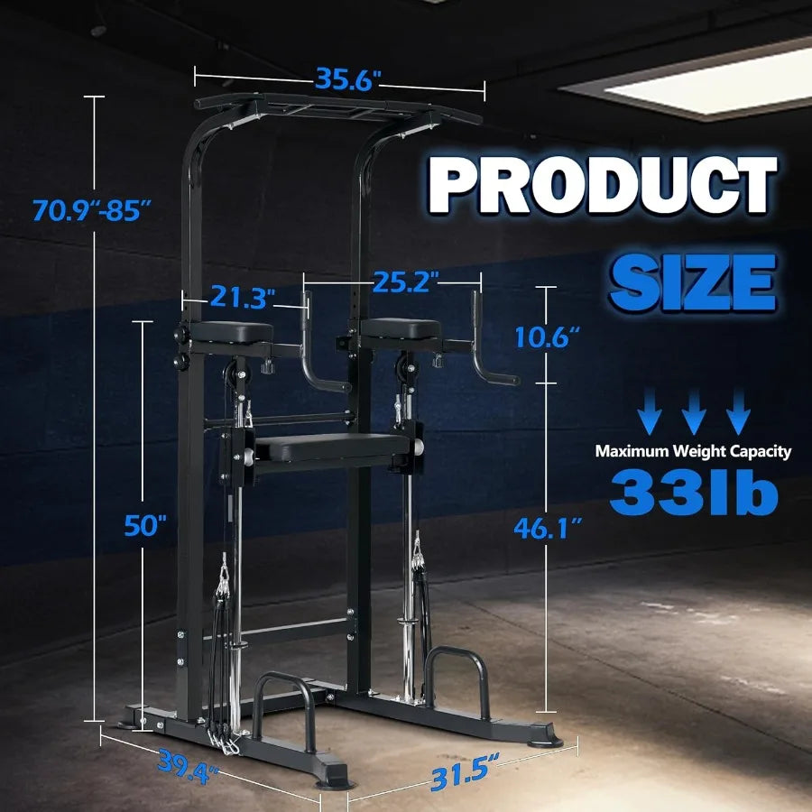 Power Tower Dip Station Pull Up Bar Exercise Tower Free Standing Pull Up Bars/For Home Gym Strength Training Workout Equipment