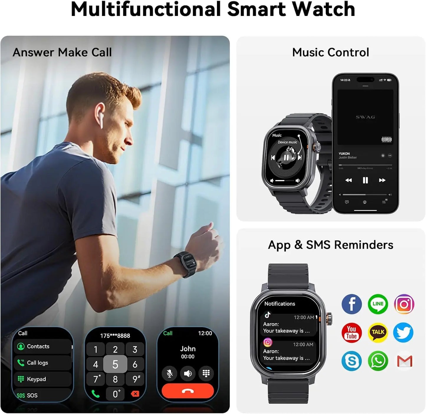 Original KOSPET PULSE Smart Watch Men Women 1.96" AMOLED BT Call/IP68 Waterproof 180 Freestyle Training Modes Fitness Monitoring
