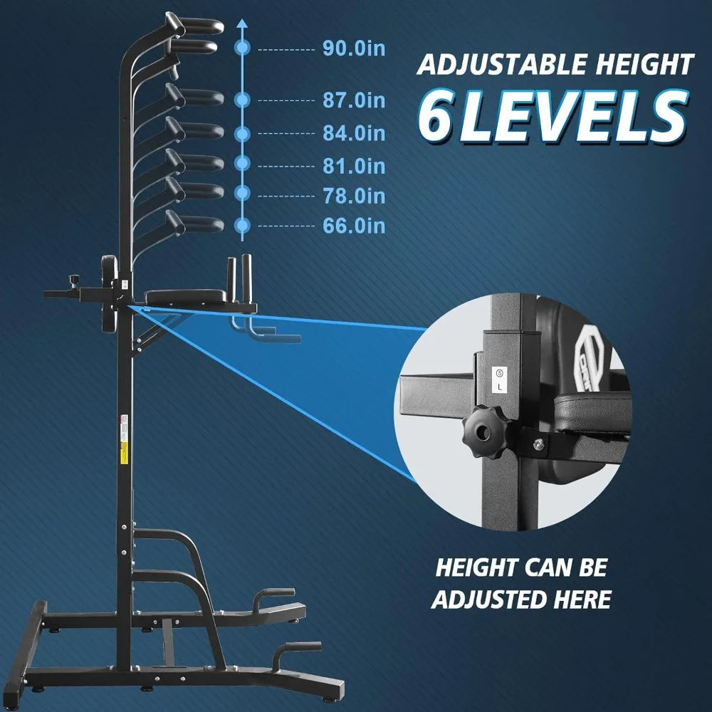 Power Tower Dip Station Pull Up Bar Multi-function Adjustable/Strength Training Workout Equipment for Home Fitness