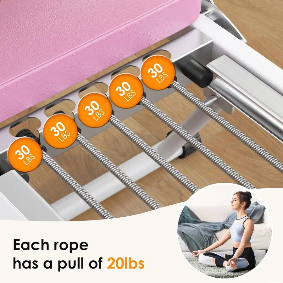 Foldable Pilates Reformer Machine for Home Gym Ideal/Pilates Workout Equipment for Beginners High Intensity Cardio Fitness