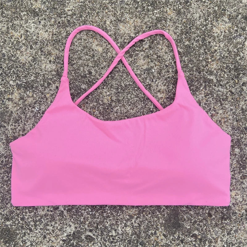 Women Sports Bra Sexy Cross Straps Back Fitness Bralette High Impact/Gym Yoga Workout Crop Top Vest Push Up Running Underwear