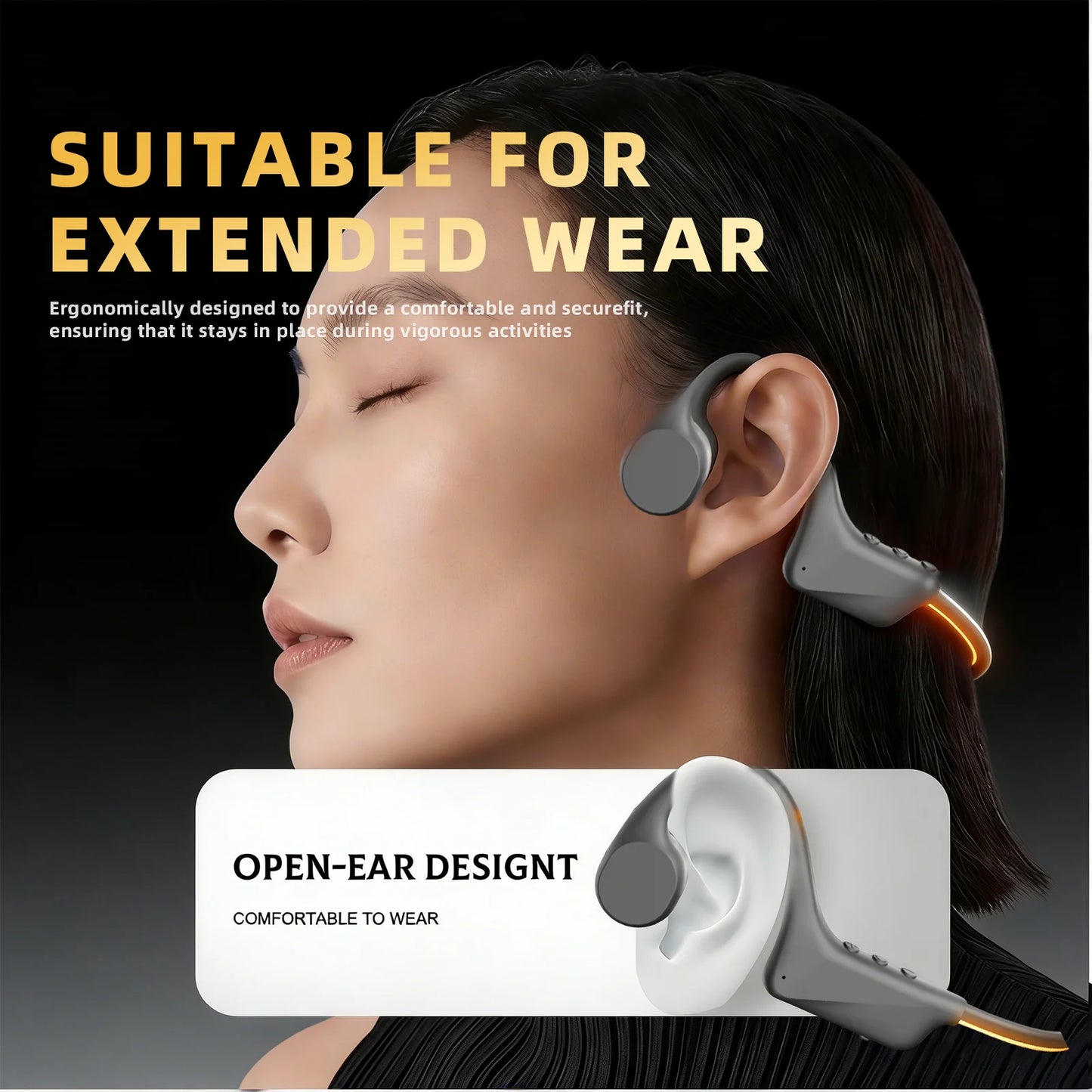 S11 LED Glow Bone Conduction Headphones Bluetooth 6.0 Light Open Ear/Wireless Sports Earphones IP54 Sweatproof 12H Playtime