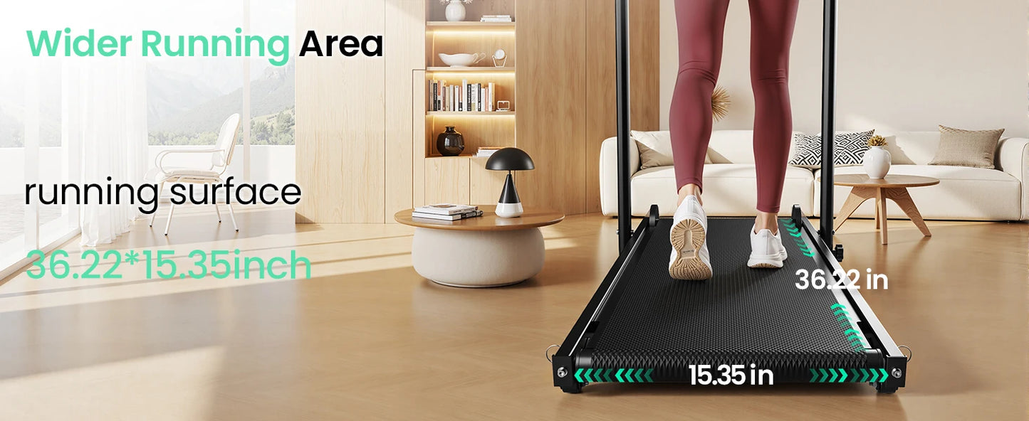 Akluer Non-Motorized Foldable Workout Treadmill/Dual Flywheel with Fixed Incline, LCD Monitor, Slip-Resistant Belt & Comfort Foam Grips