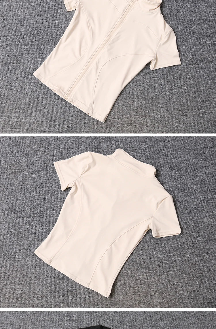 Women sport wear Slim Fit Polyester Quick-drying Full Zip/Outdoor Fitness Running Tights Short Sleeves Women's Yoga Wear