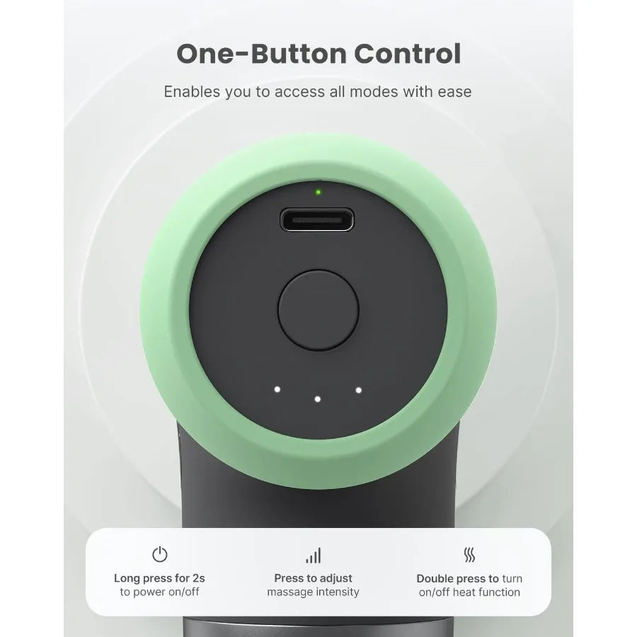 Mini Thermal Massage Gun with Heat for Targeted Muscle Relief/Portable Deep Tissue Percussion Massager with Adjustable Intensity