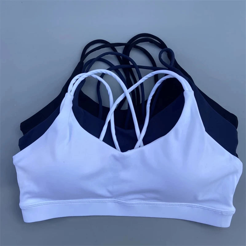 Solid Color Soft High Strength Women Cross Fitness Bra Tight Sport Top/Comprehensive Training Gym Yoga Underwear With Chest Pad