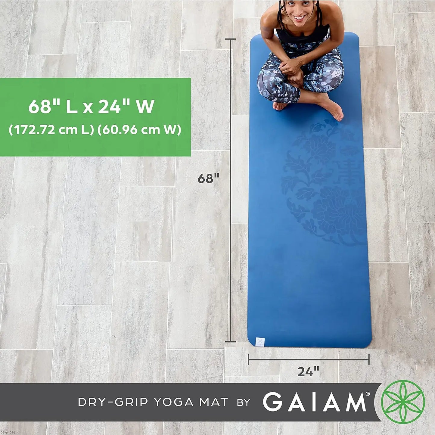 5mm Thick Non-Slip Yoga Mat for Hot Yoga/Pilates & Fitness Cushioned Support 68x24 Inches