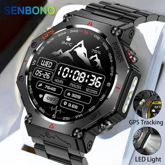 SENBONO GPS Smart Watch Men Built-in GPS Bluetooth Call AI GPT/Fitness Tracker Waterproof Military Sport Smartwatch for Men