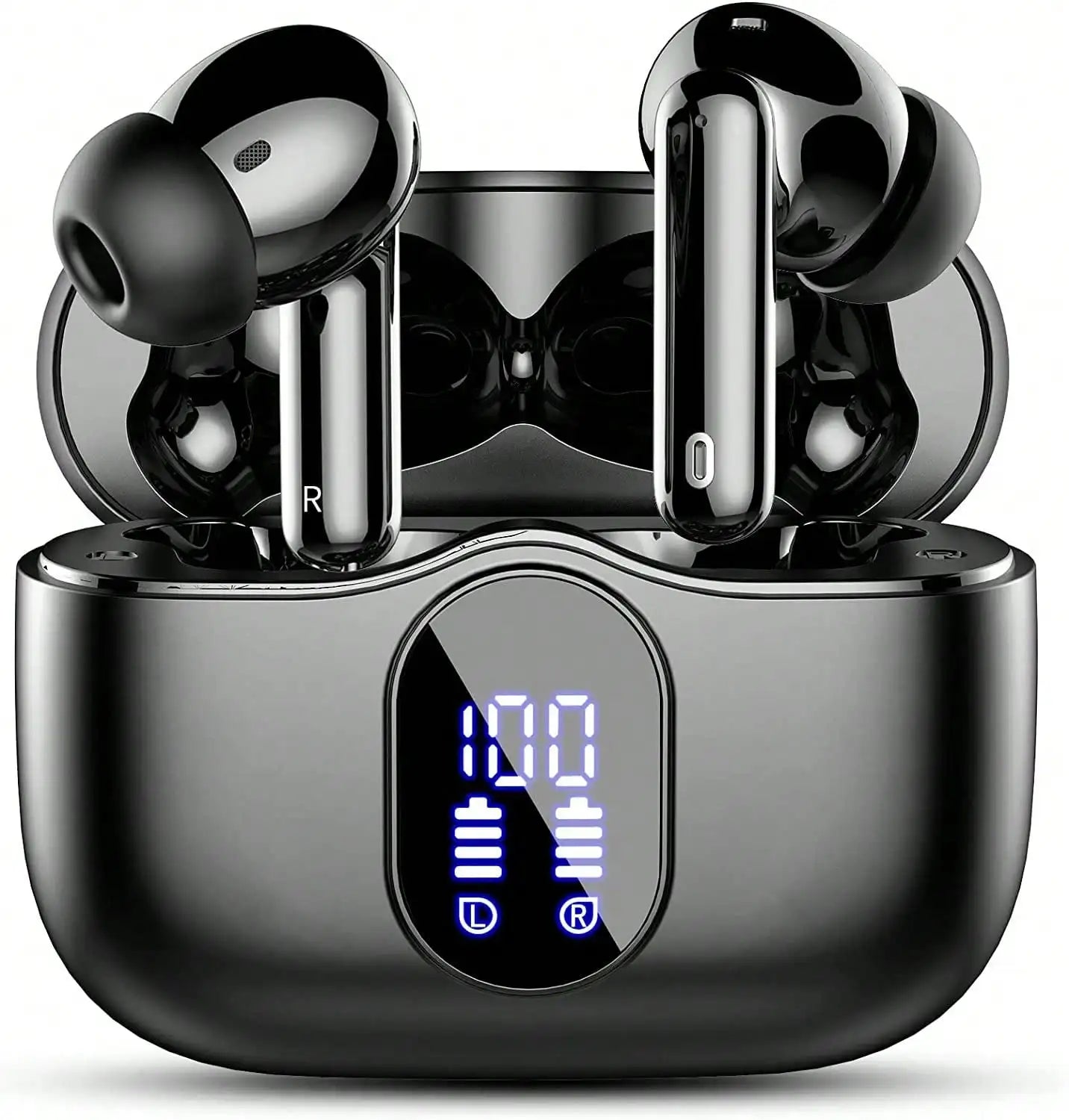 Ordtop Wireless Earbuds Bluetooth Headphones 48H Playtime Ear Buds/With LED Power Display, IPX7 Waterproof Bluetooth 5.4 Earphones