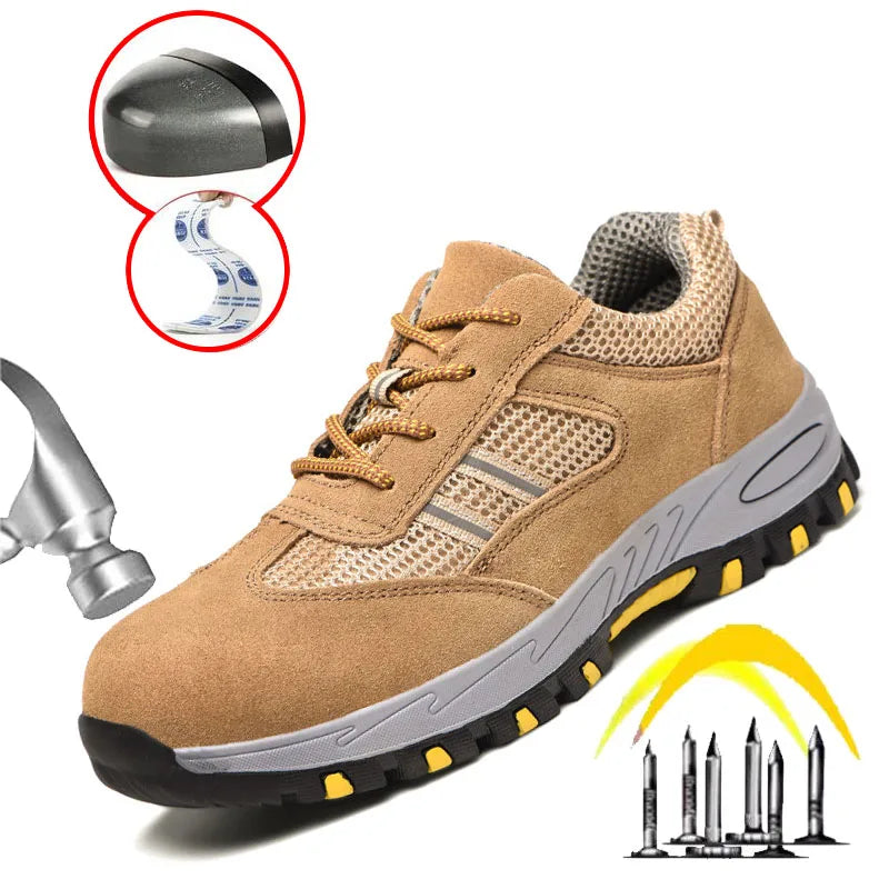 New Men's Safety Boots Lightweight Anti-Smash/Anti Piercing Steel Toe Work Shoes Indestructible Sneakers