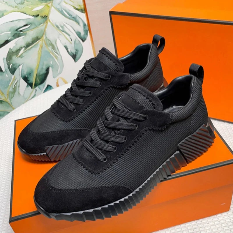 Homesick Men's Casual Leather Sports Shoes Black Adhesive Low-Top/Lace-Up Daily Wear Comfortable Breathable Spring Autumn