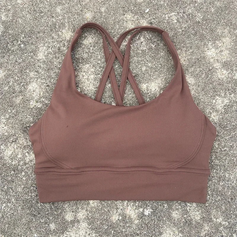 Cross Straps Sports Bra Women Gym Sports Top High Support/Fitness Bralette Yoga Vest Push Up Running Underwear With Chest Pad