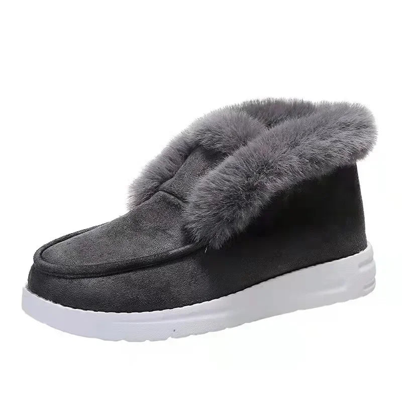 New Ladies Slip on Comfortable Ankle Boots Women Winter Warm/Plush Fur Snow Boots Suede Shoes Female Footwear Boots