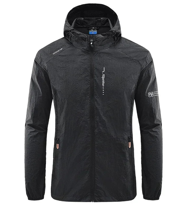 Men's UPF 50+ UV Protection Windbreaker Quick Dry Jacket/Outdoor Sun-Protective Thin Hiking Fishing Cycling Hooded Sport Light