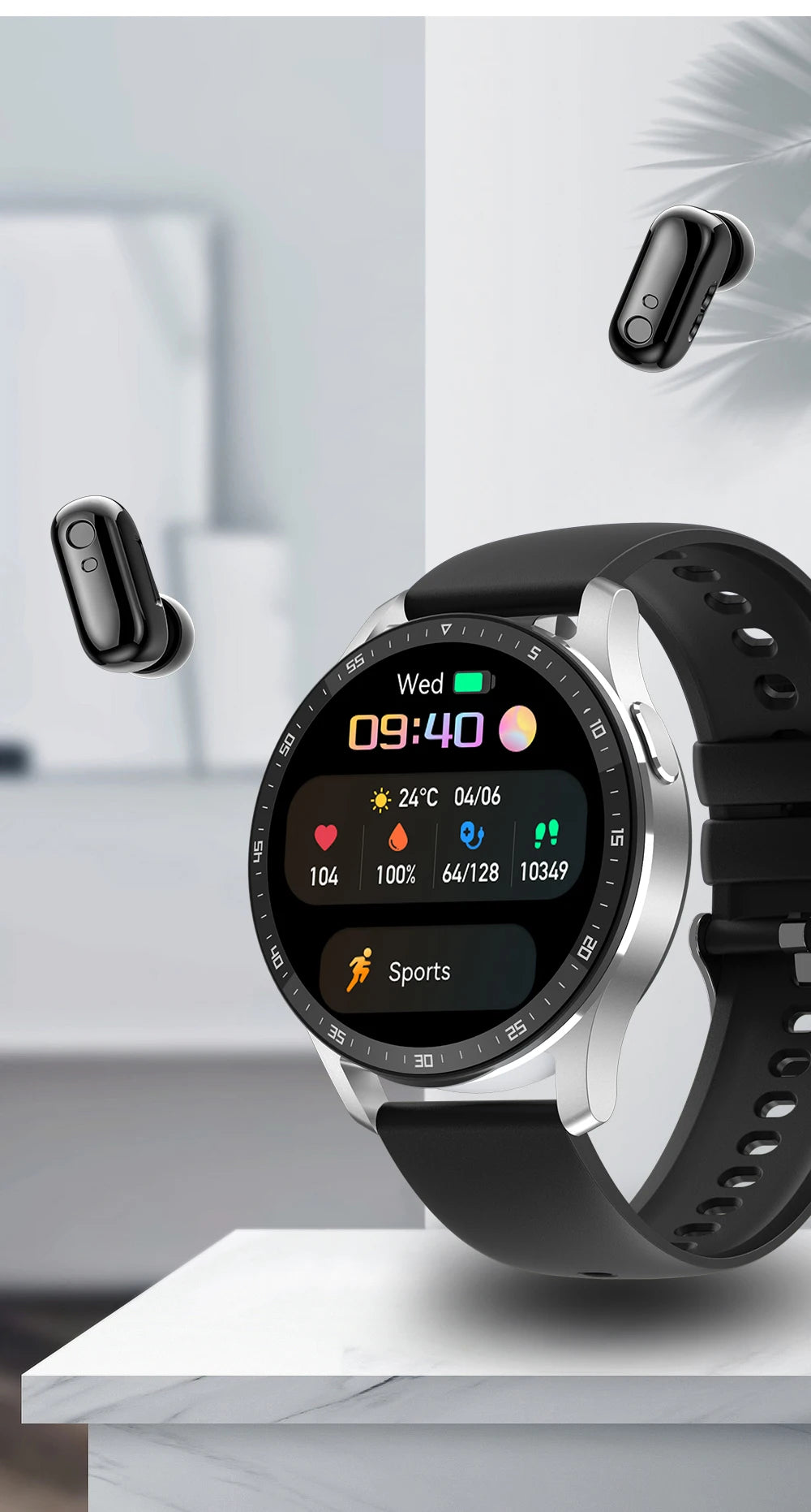 GEJIAN X10 Headset Smart Watch TWS Two In One Wireless Bluetooth/Dual Headset Call Health Blood Pressure Sport Music Smartwatch
