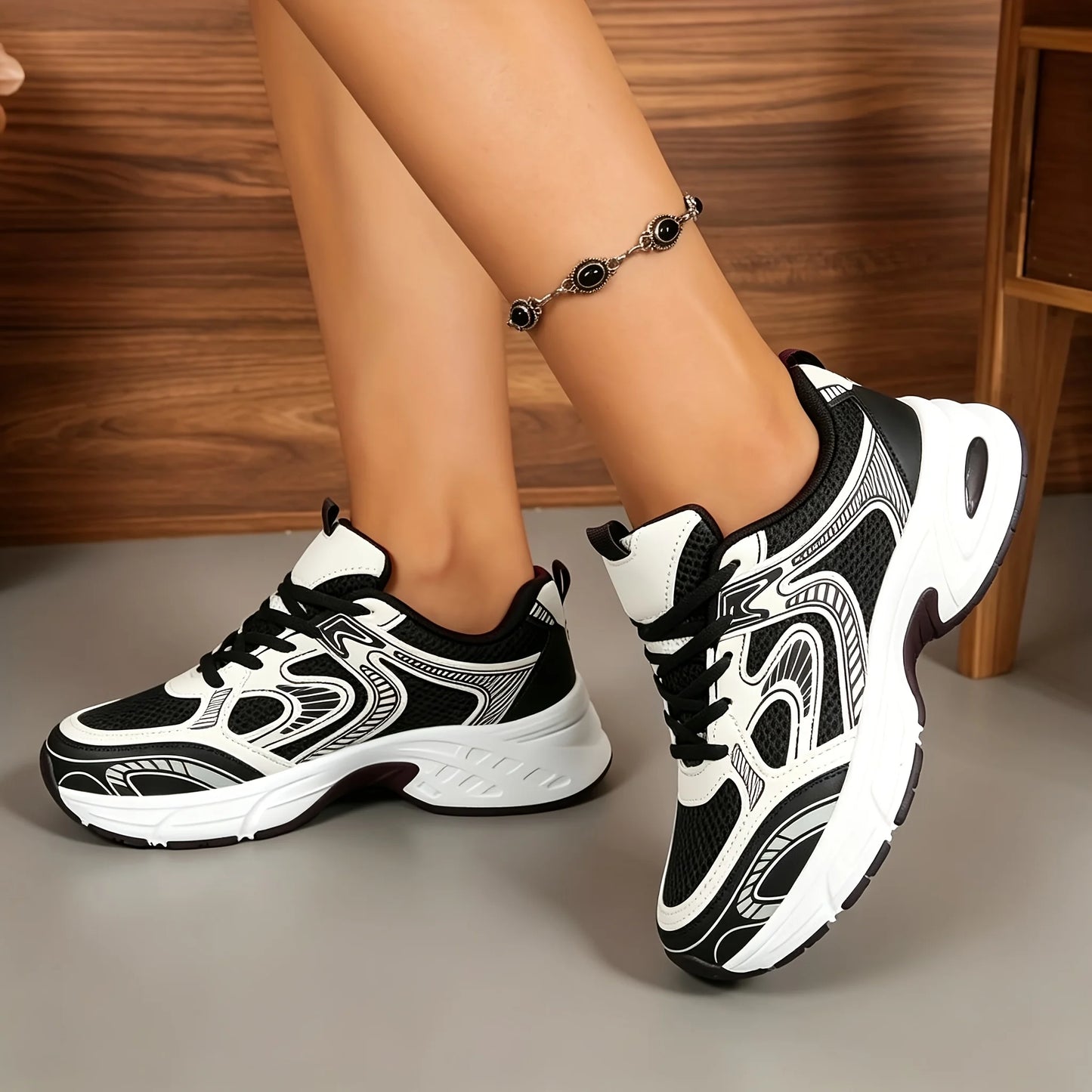 Women Mesh Chunky Platform Dad Sneakers Thick Sole Height Increasing'/Casual Shoes Breathable Non Slip Lace Up Walking Trainers Multicolor